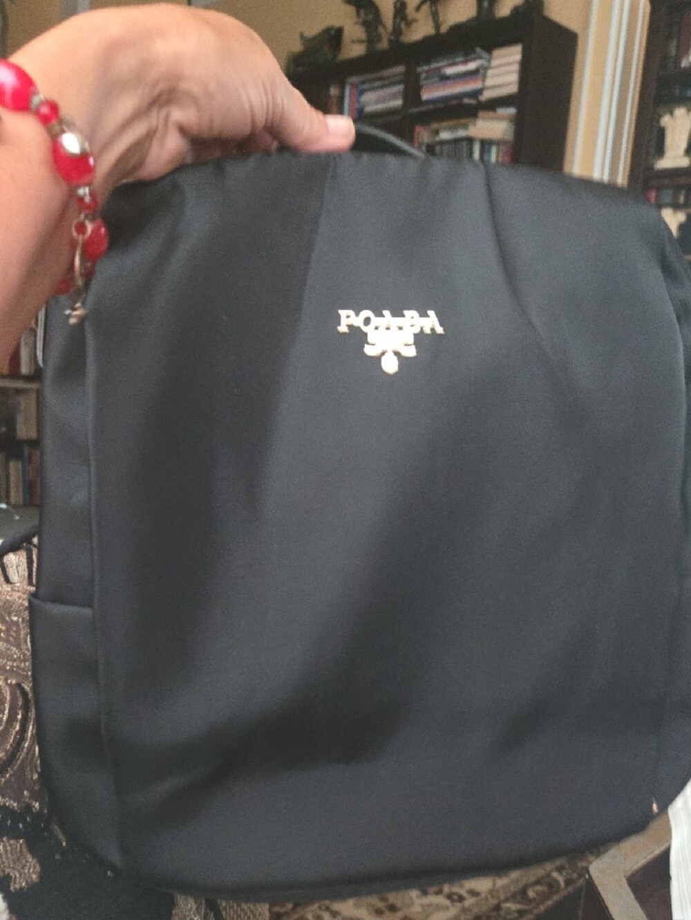 Black Nylon Backpack Bag with Gold Accents Safe And Stylish Travel - Picture 3 of 9